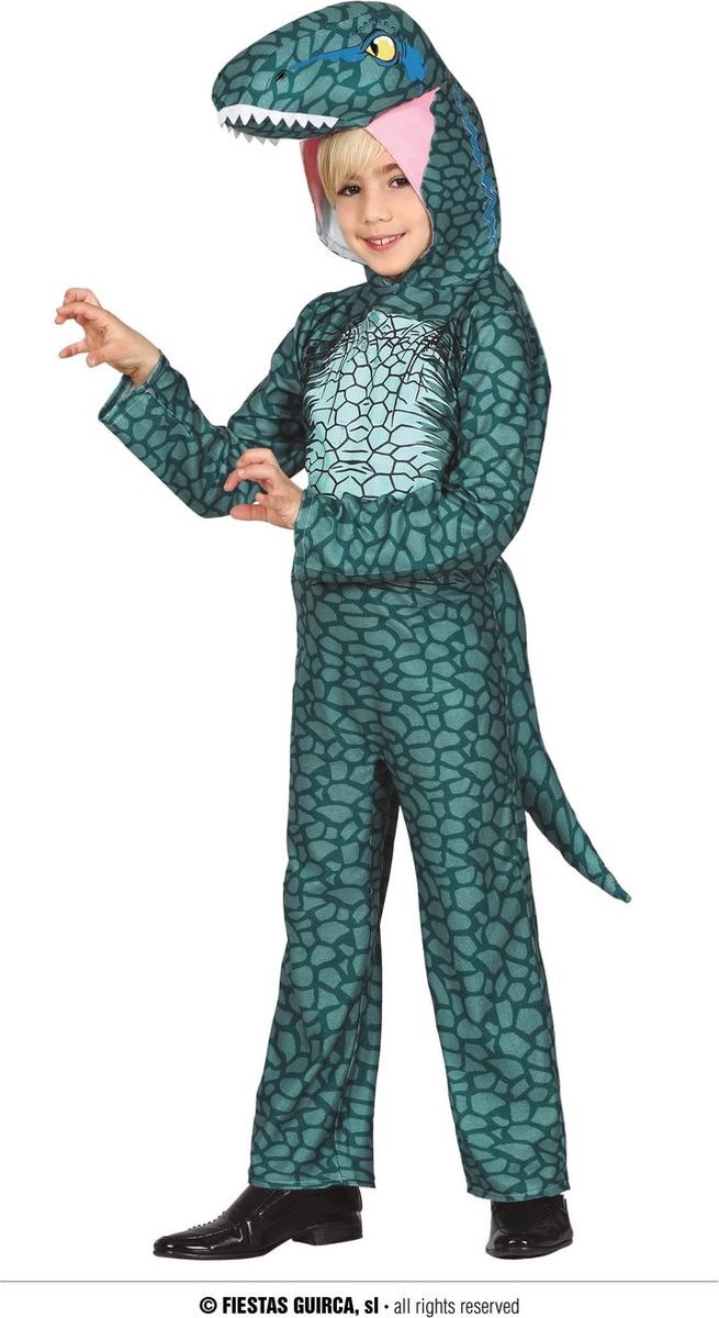 Dinosaurus Kostuum | Levensgevaarlijke Dino Raptor Kind Kostuum | 3 - 4 jaar | Halloween | Verkleedkleding